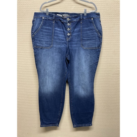 TORRID WOMEN'S MID-RISE SKINNY JEANS VINTAGE STRETCH BLUE Size 24 Button Fly - Picture 2 of 8